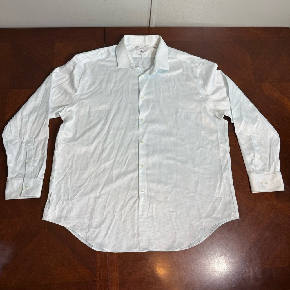 Calvin‎ Klein Slim Fit Non Iron Men's Dress Shirt Tall 2XL 34/35